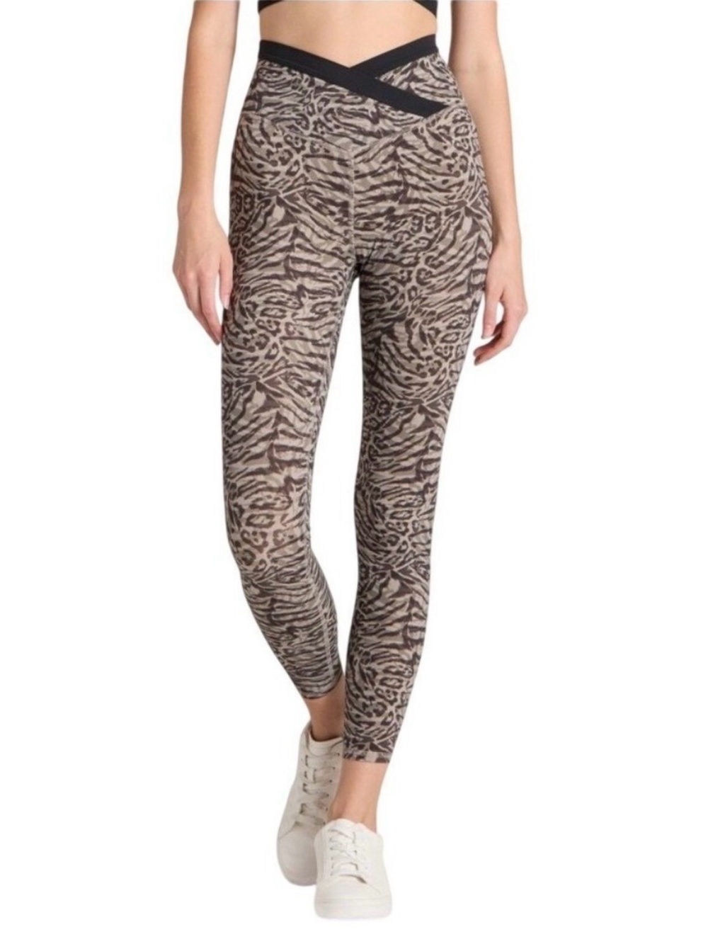JoyLab Zebra Print Crossover Leggings 7/8 High Waisted Y2K Animal Print XS Gym